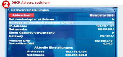 Schritt 2 DHCP-Adresse speichern