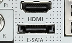 E-SATA- und HDMI-Anschluss