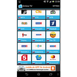 Online TV App-Screenshot