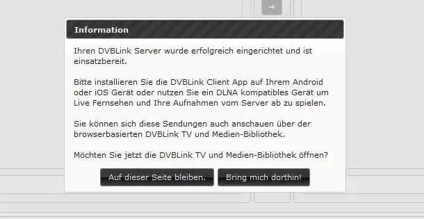 DVBLink Server erfolgreich eingerichtet
